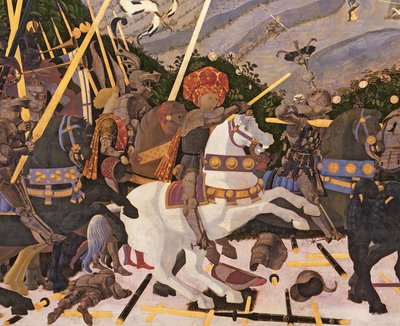 De Slag bij San Romano, ca. 1450-60 (tempera op paneel) (detail) door Paolo Uccello